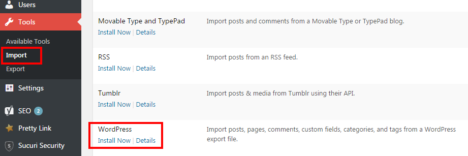 import-wordpress-content-to-another