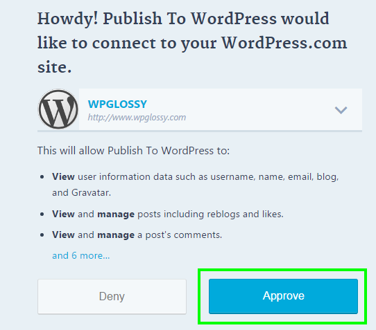 approve-wordpress-site-publish-to-wordpress