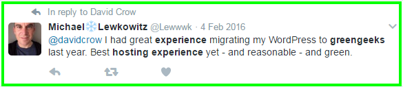 GreenGeeks customer experience in Twitter greengeeks-twitter-review