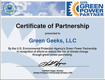 GreenGeeks Green Certificate greengeeks-green-power-parternership