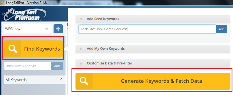 LTP Keyword Generation Feature generate-keywords-long-tail-pro