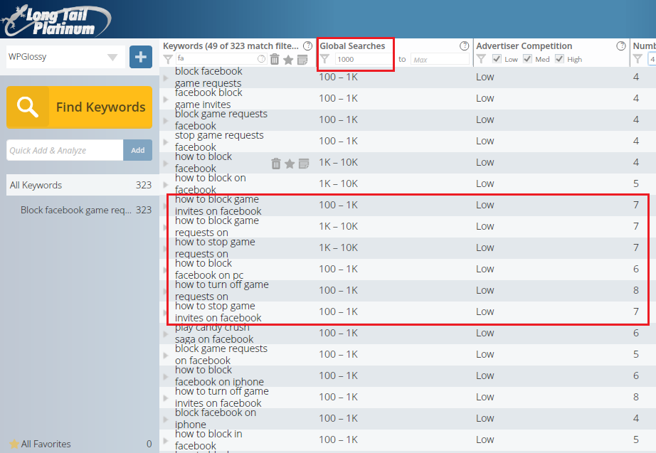 Long Tail Keyword Suggestions LTP longtailpro-keyword-result