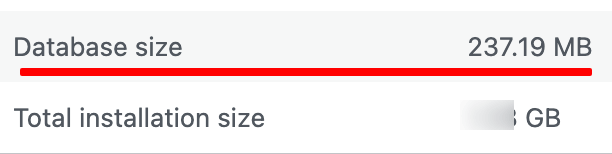 Database Size Before Optimization