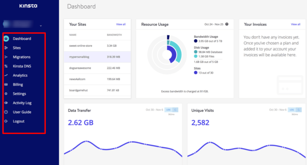 kinsta-dashboard-management