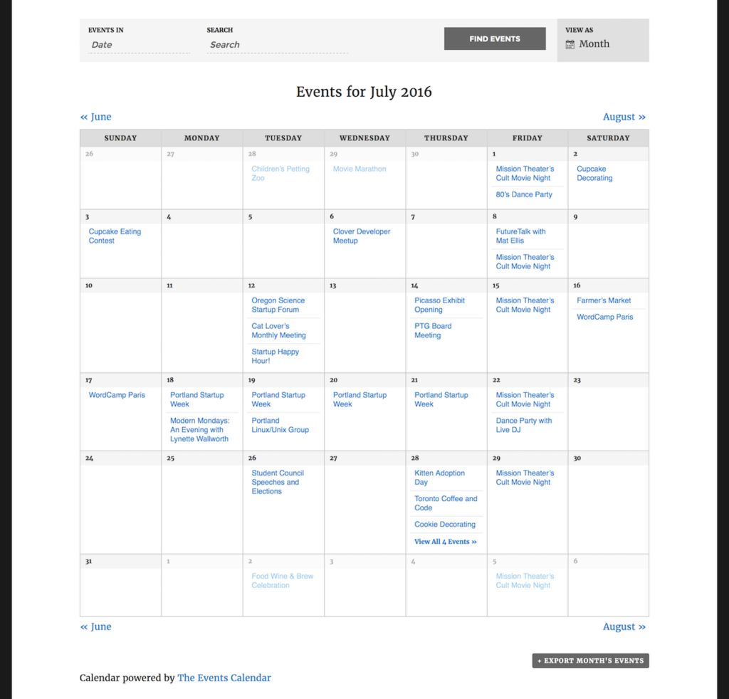 events-calendar-wordpress-widget