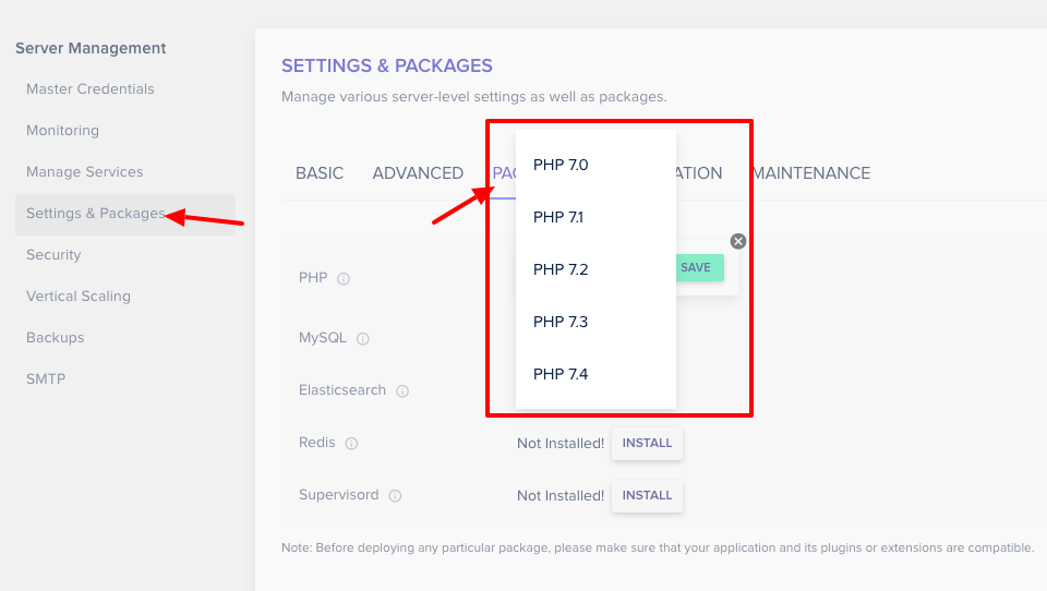 cloudways-PHP-update