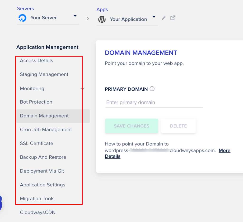 cloudways-interface