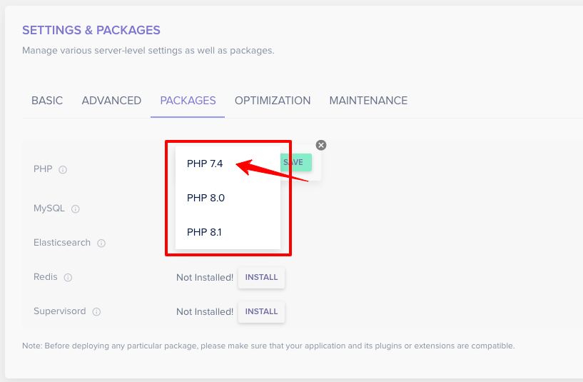 choose-php-version-cloudways