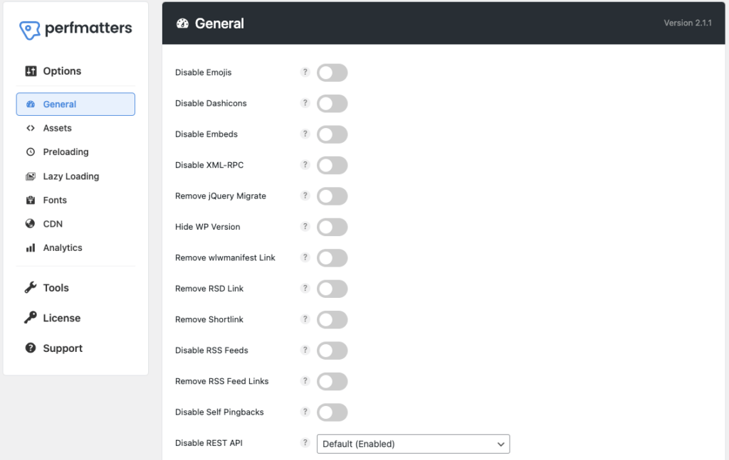 perfmatters-general-settings