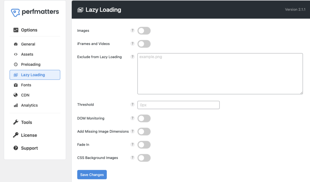 perfmatters-lazy-load-settings