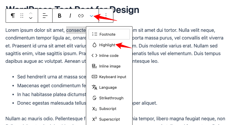 wordpress-font-color-gutenberg-highlight