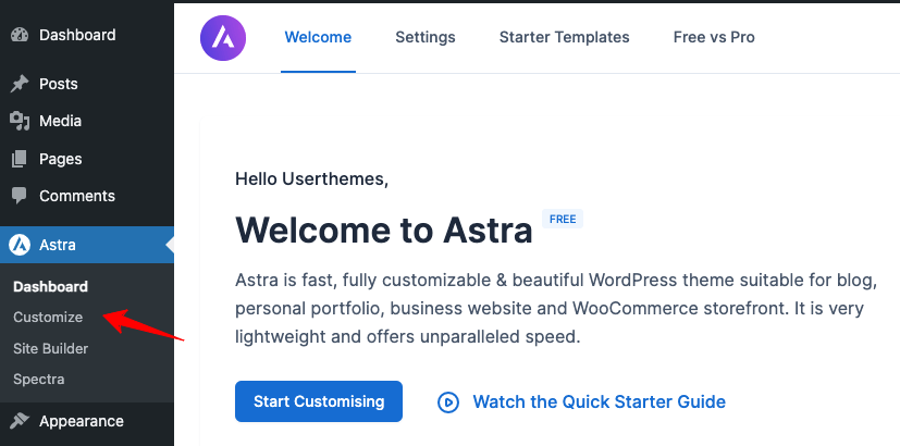 wordpress-dashboard-astra