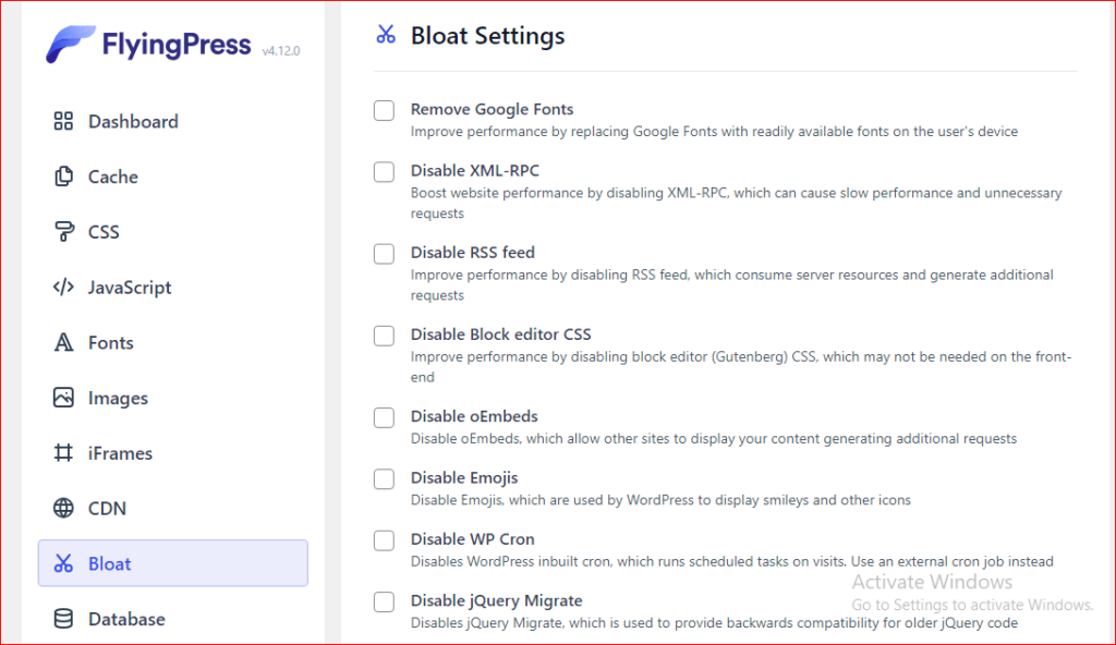 bloat-settings