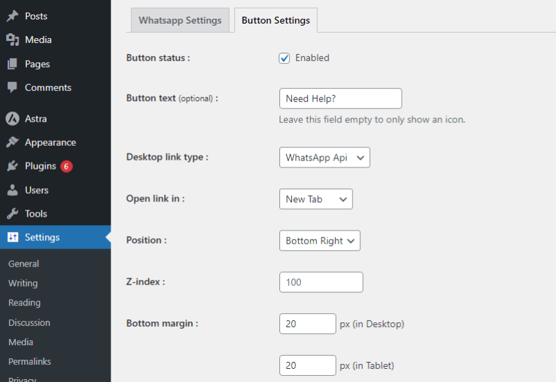 settings-to-include-whatsapp-to-wordpress