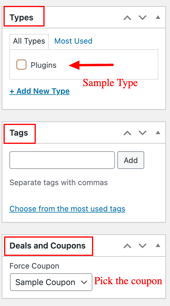 Coupons Types Tags
